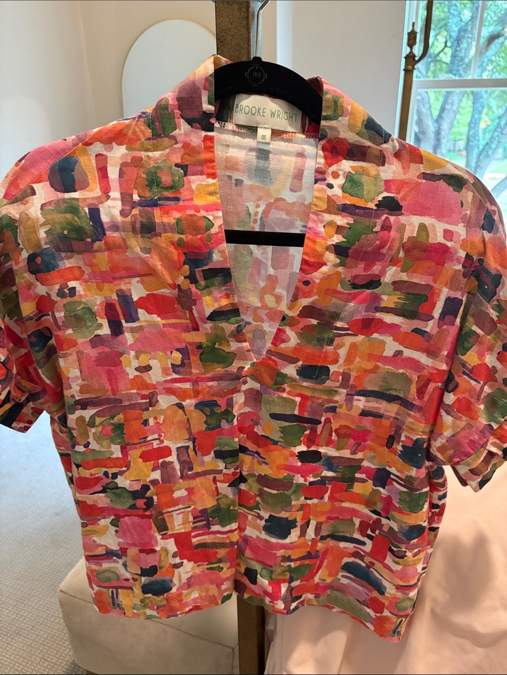 Brooke Wright Multicolor Abstract Print Shirt - Pink & Green